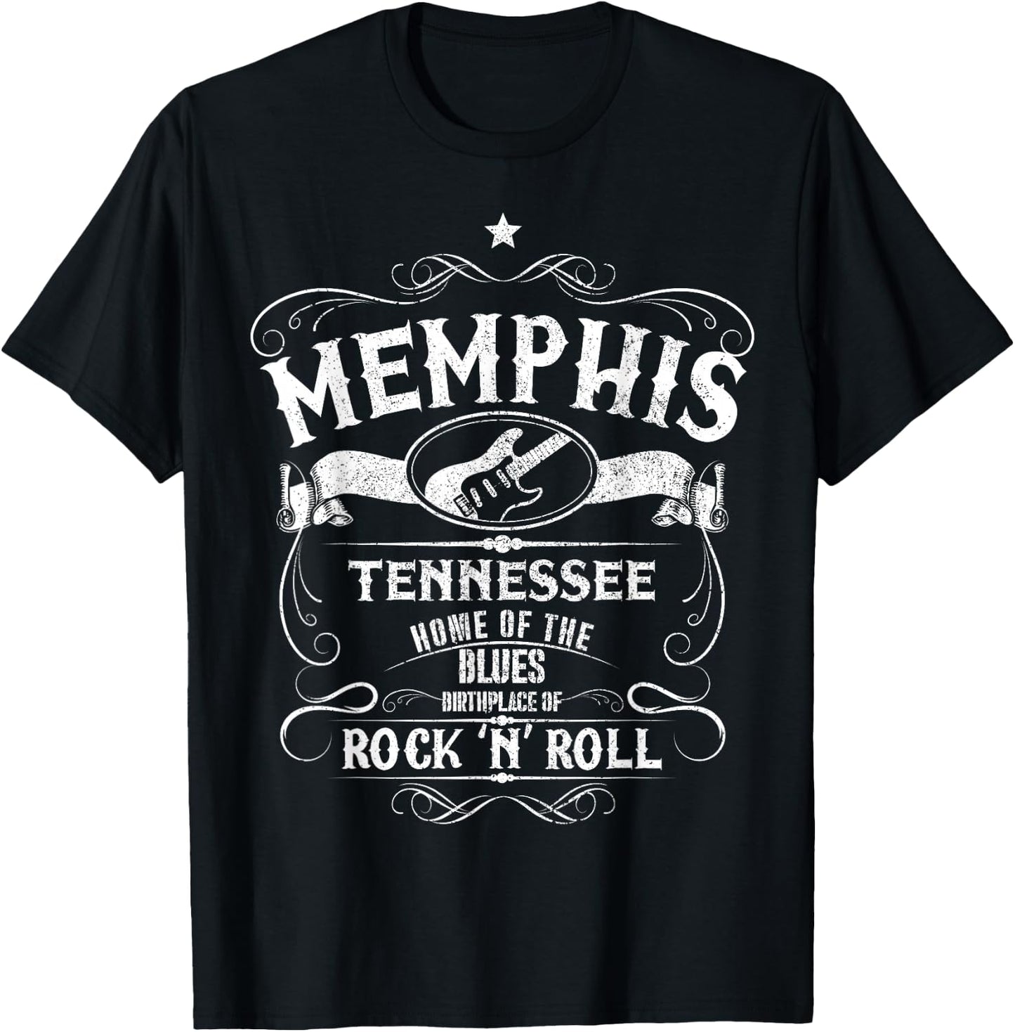 Memphis Tennessee Blues Country Music Guitar Vintage Gift Small T-Shirt - T-Shirt | Black