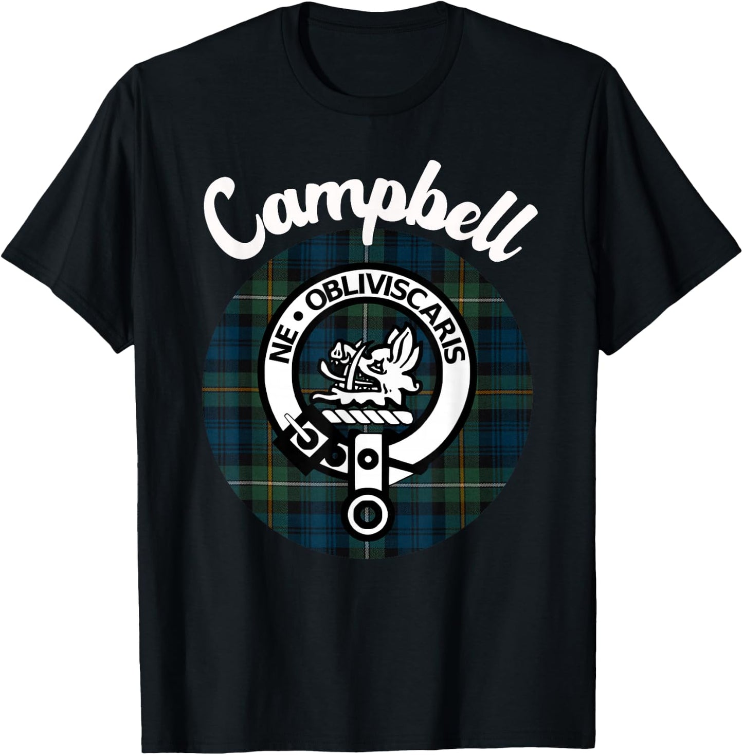 Campbell Clan Scottish Name Coat Of Arms Tartan T-Shirt - T-Shirt | Black