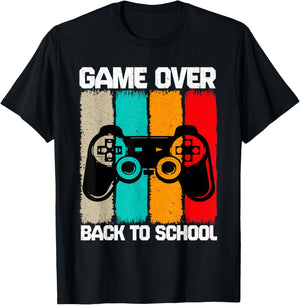 Back To School Vintage For Boys Men Game Over Back To School T-Shirt - T-Shirt | Black