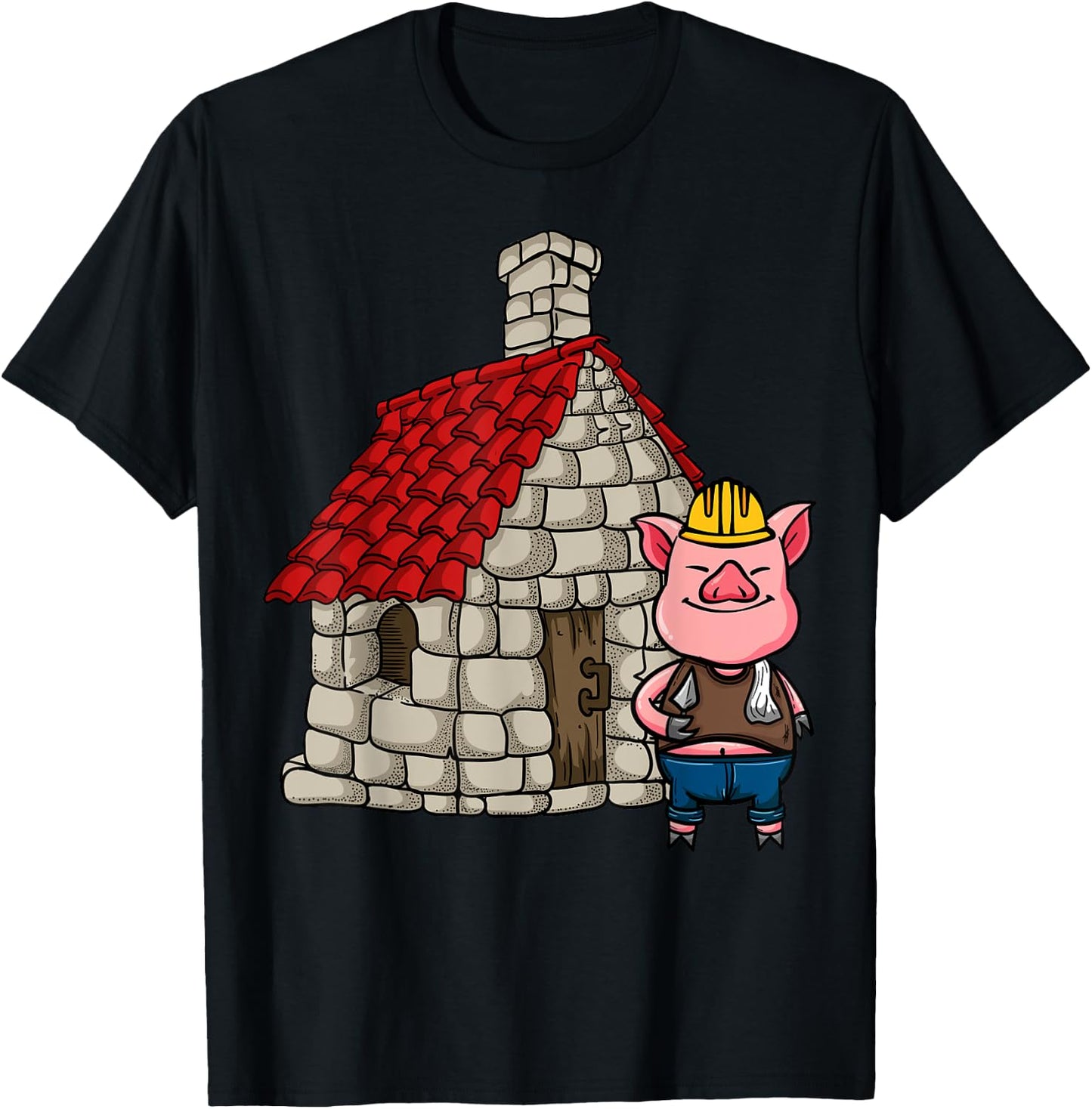 Three Pigs Lazy Halloween Costume - Brick House T-Shirt - T-Shirt | Black
