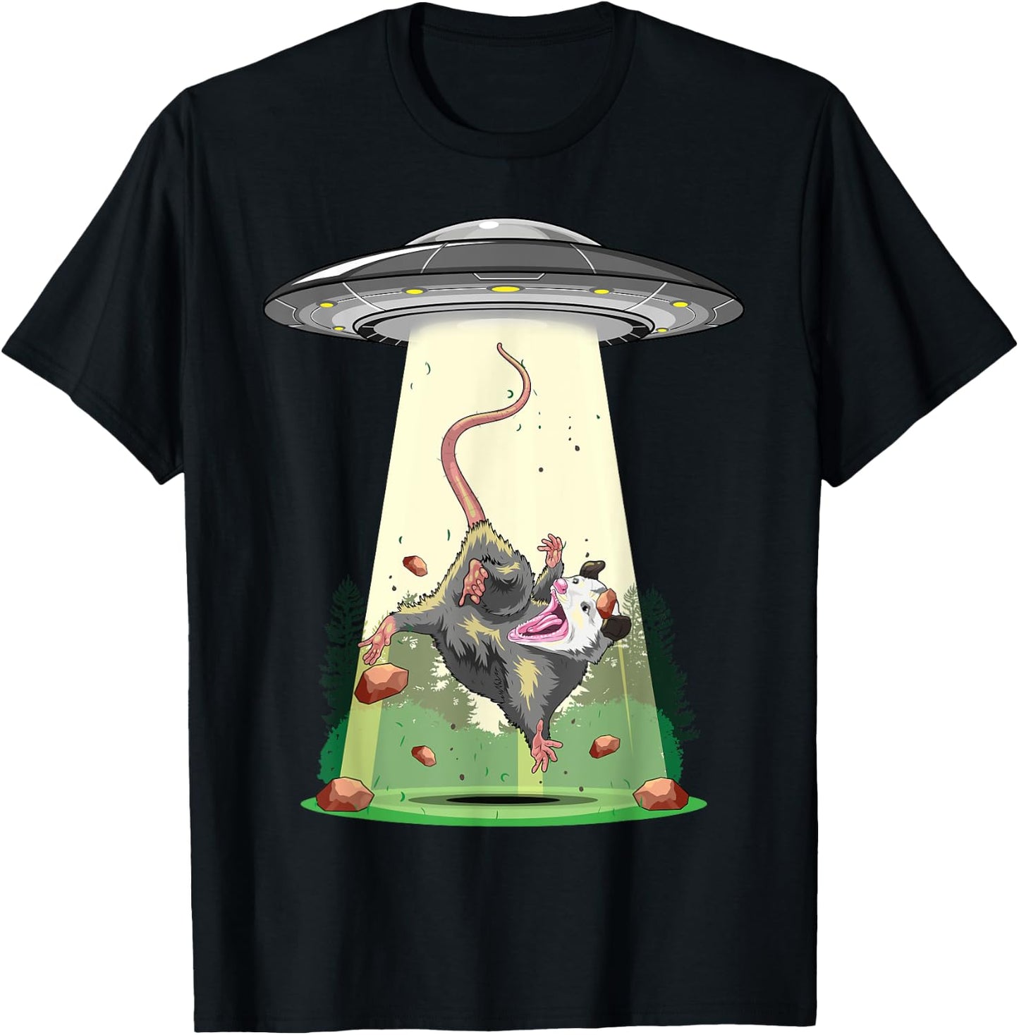 Alien Abduction Shirt Opossum UFO Flying Saucer Conspiracy T-Shirt - T-Shirt | Black