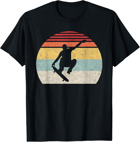 Retro Skateboarding Shirt Skateboarder Skater Gifts Vintage T-Shirt - T-Shirt | Black