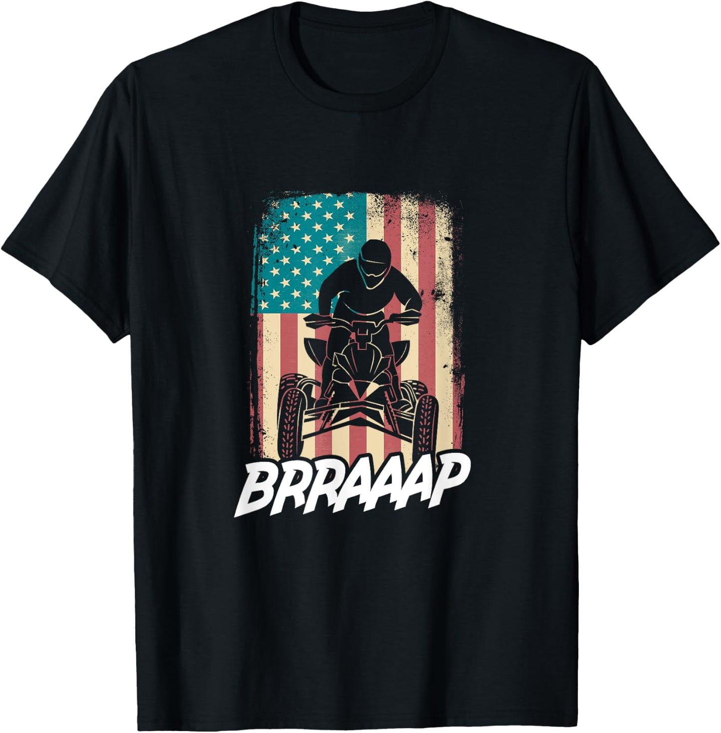 ATV USA American Flag Quad Bike Four Wheeler Biker Rider T-Shirt - T-Shirt | Black