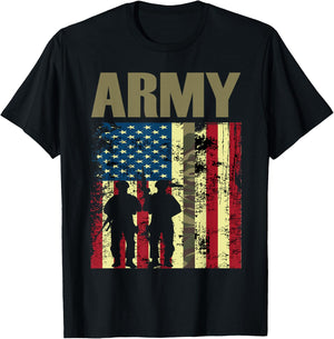 American Flag Camo Us Army 4th of July USA Military Merica T-Shirt - T-Shirt | Black
