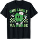 Groovy One Lucky VA Nurse Shamrock Patrick's Day T-Shirt - T-Shirt | Black