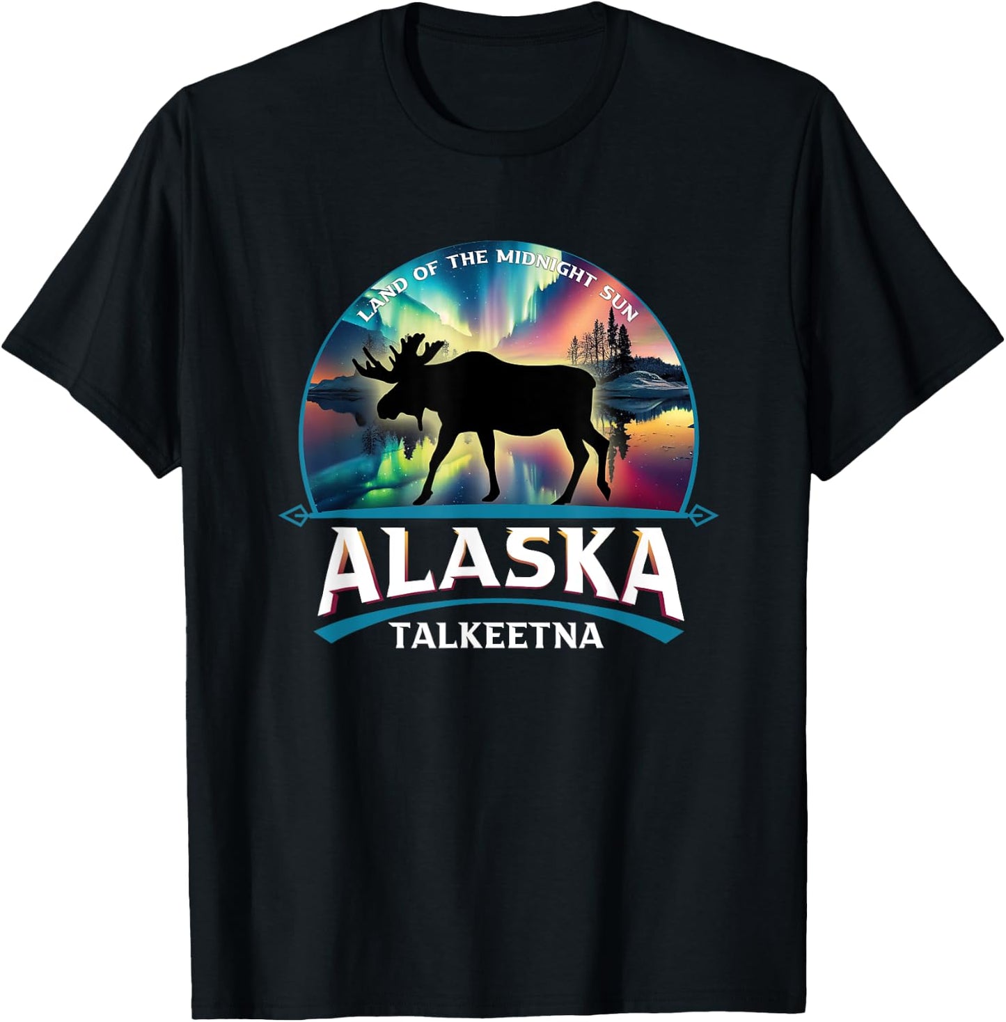 Talkeetna Alaska Aurora Borealis Moose Souvenir T-Shirt - T-Shirt | Black