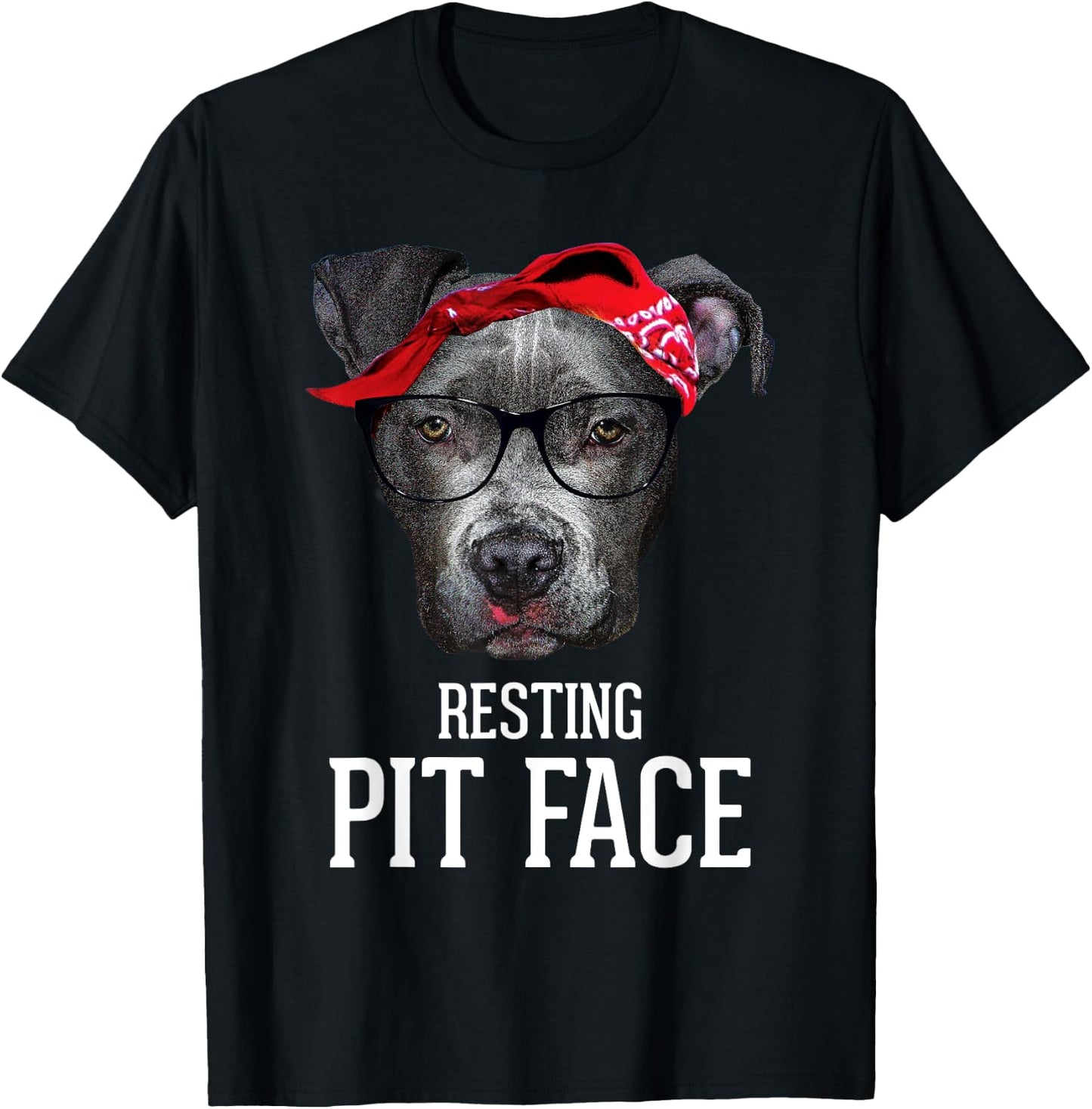 Vintage Pitbull Resting Pit Face - Funny Pitbull Lovers Dog T-Shirt - T-Shirt | Black