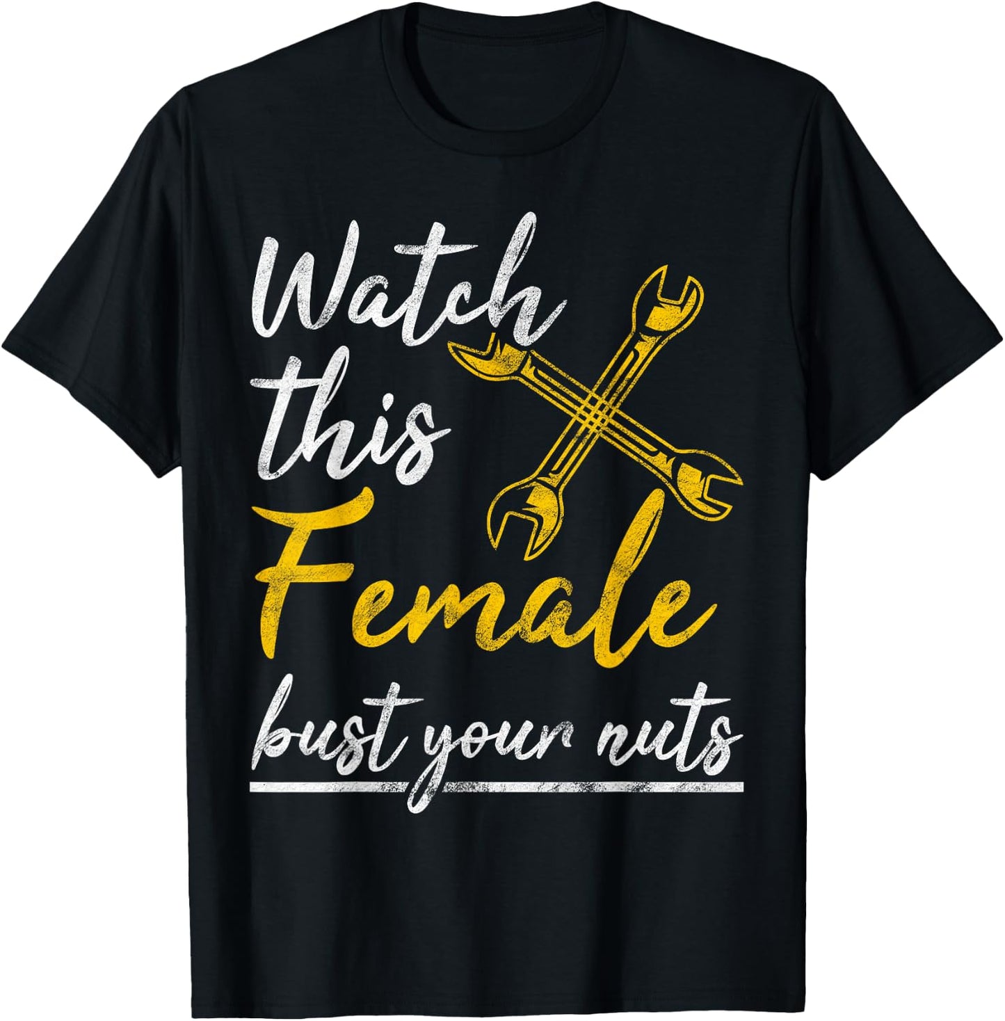 Watch This Female Auto Mechanic Statement Gift T-Shirt - T-Shirt | Black