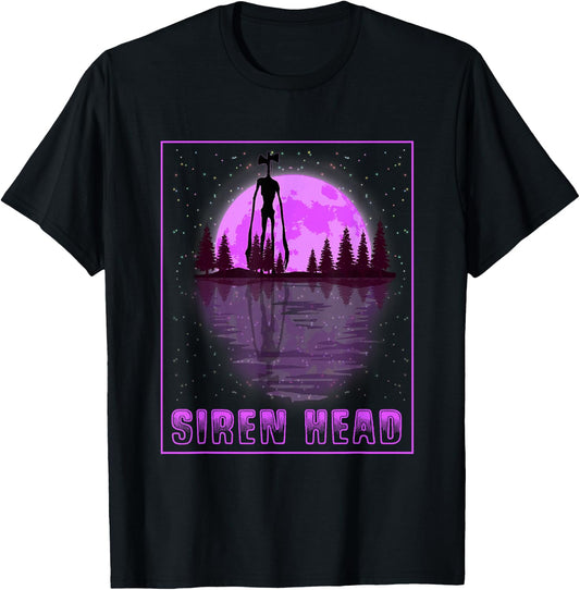 Siren Head and a Purple Full Moon T-Shirt - T-Shirt | Black