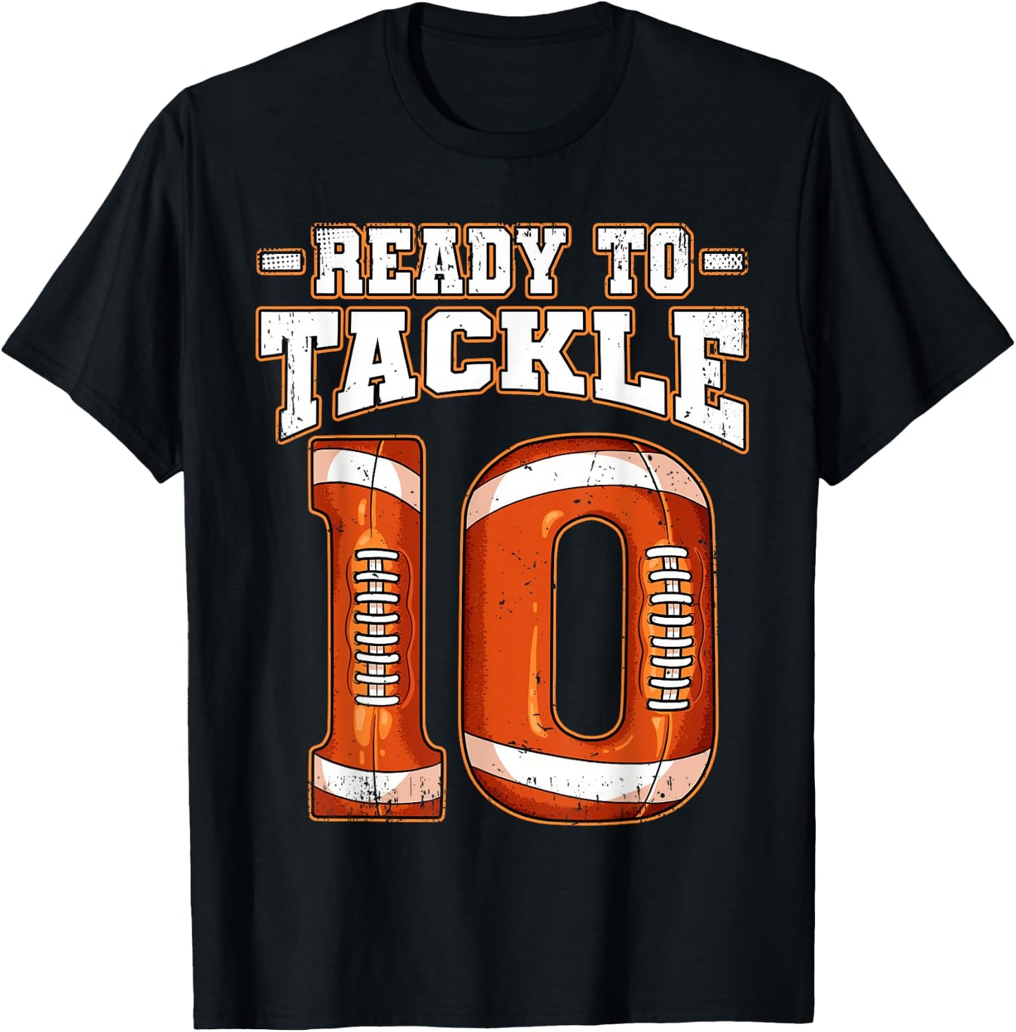 10th Birthday Football , Small, Black T-Shirt - T-Shirt | Black