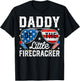 4th of July Birthday Dad Daddy Of The Little Firecracker T-Shirt - T-Shirt | Black