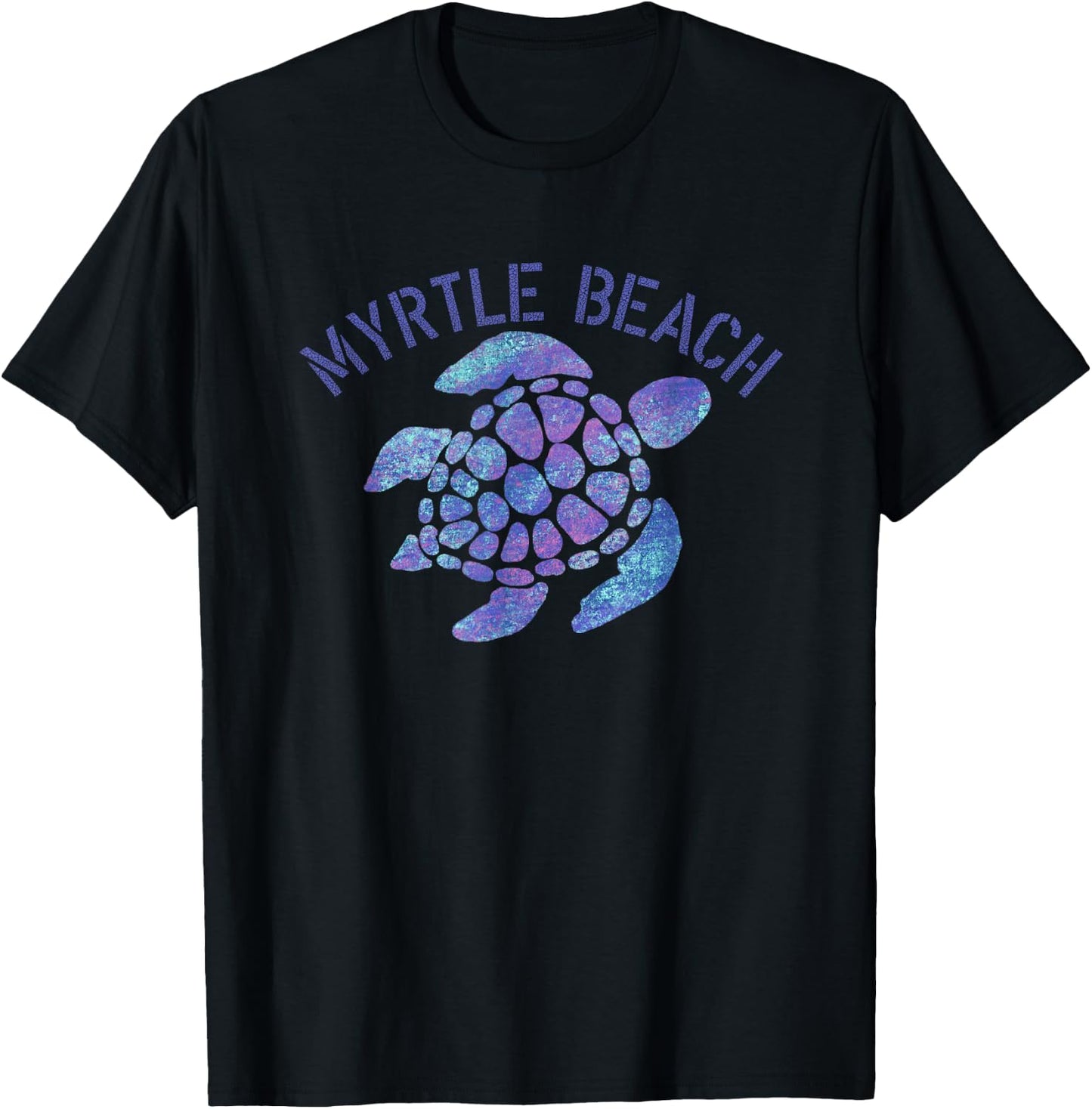 Myrtle Beach, SC Beach Design/Souvenir Illustration T-Shirt - T-Shirt | Black