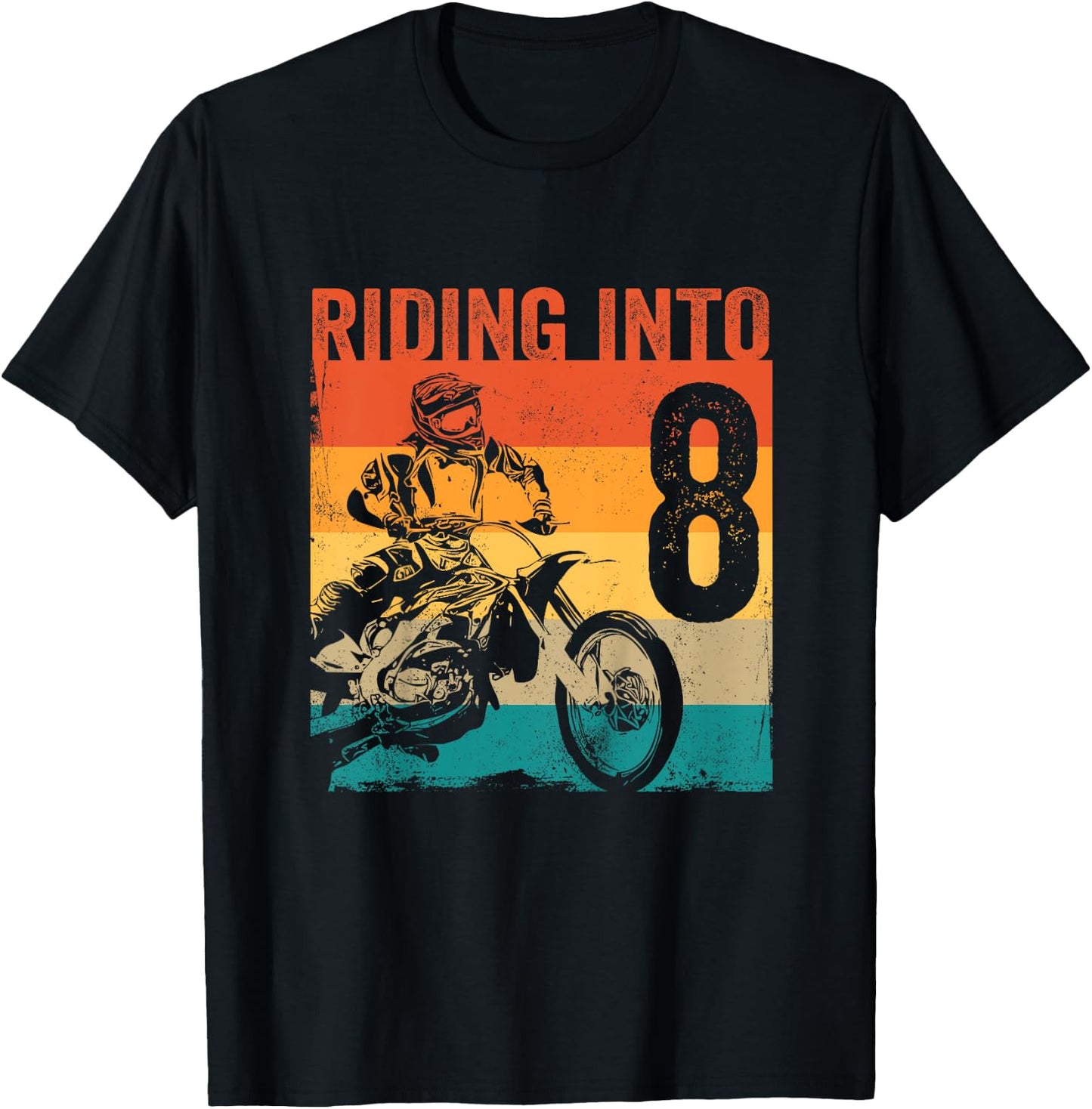 Kids Kids Motocross 8 Years Old Dirt Bike 8th Birthday Party T-Shirt - T-Shirt | Black
