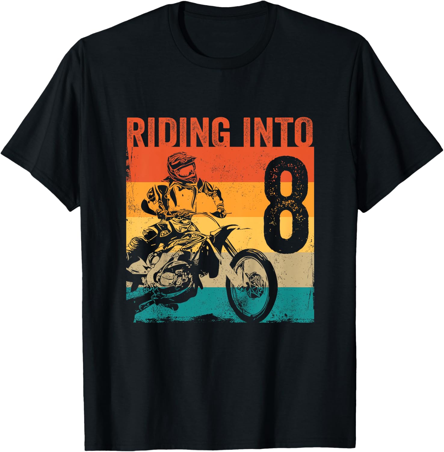 Kids Kids Motocross 8 Years Old Dirt Bike 8th Birthday Party T-Shirt - T-Shirt | Black