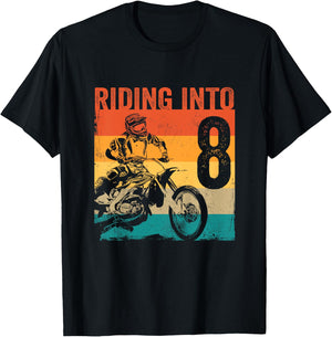Kids Kids Motocross 8 Years Old Dirt Bike 8th Birthday Party T-Shirt - T-Shirt | Black