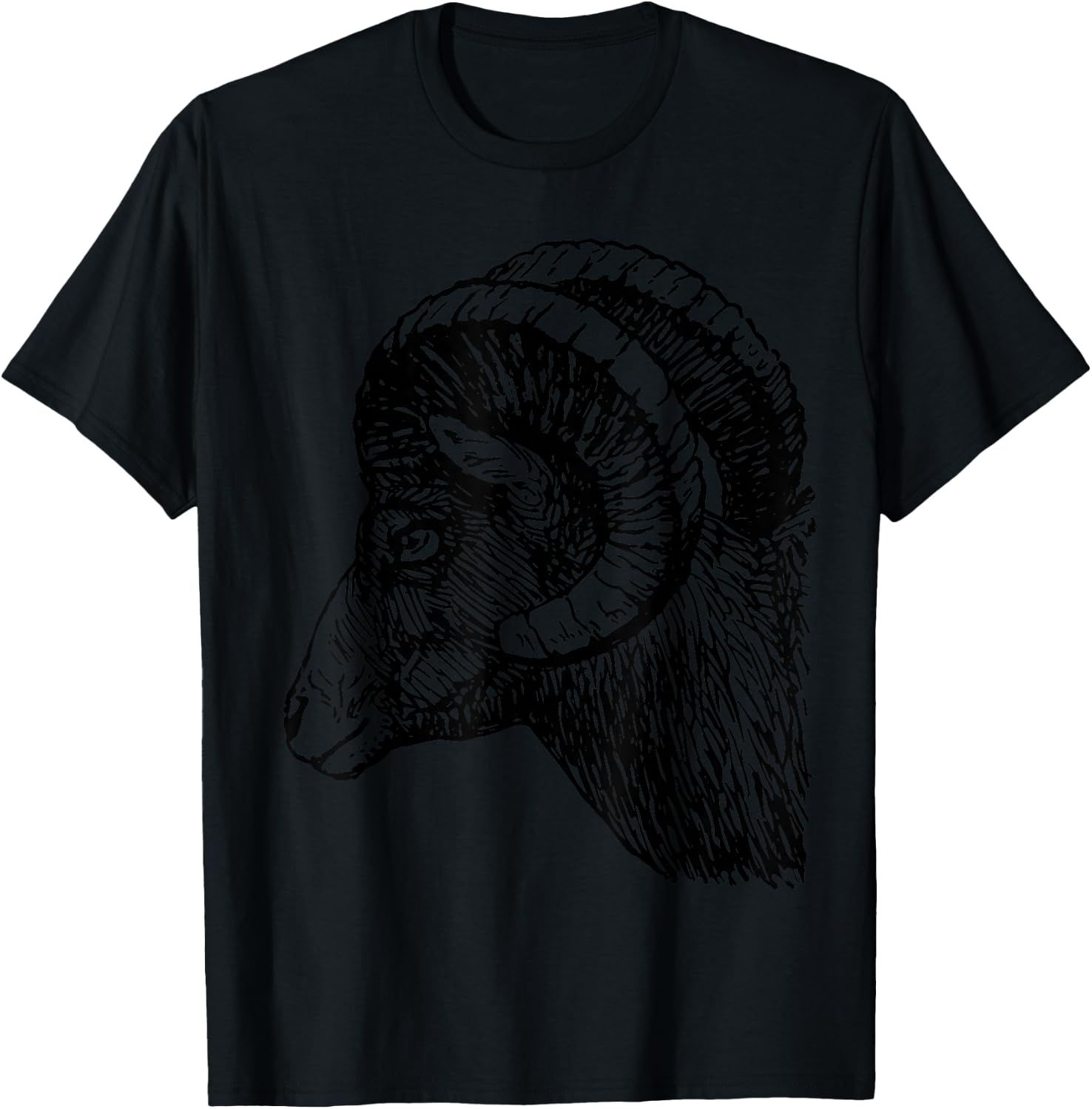 Bighorn Sheep Head and Horns T-Shirt - T-Shirt | Black