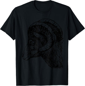 Bighorn Sheep Head and Horns T-Shirt - T-Shirt | Black