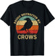 Easily Distracted By Crows | Retro Funny BIrd Lover Crow T-Shirt - T-Shirt | Black