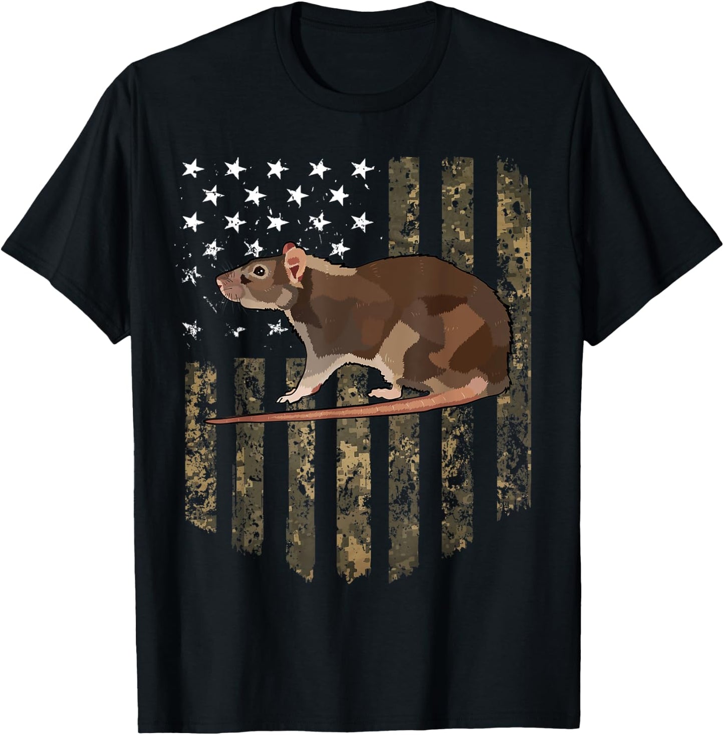 Camo American Flag Rat 4th Of July Farm Animal Kids Men T-Shirt - T-Shirt | Black