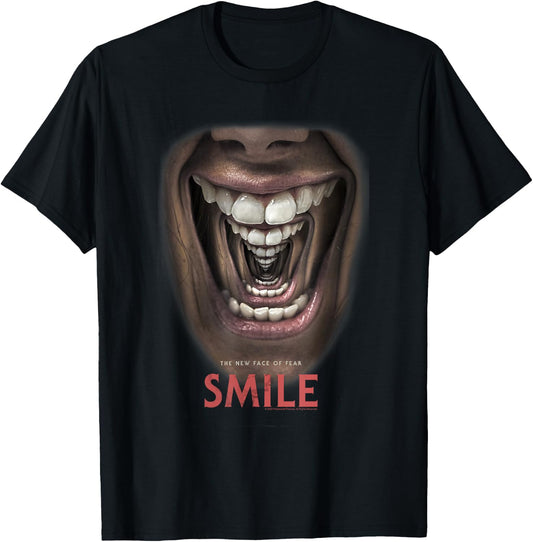 Smile Droste Mirror Effect Horror Movie Poster T-Shirt - T-Shirt | Black