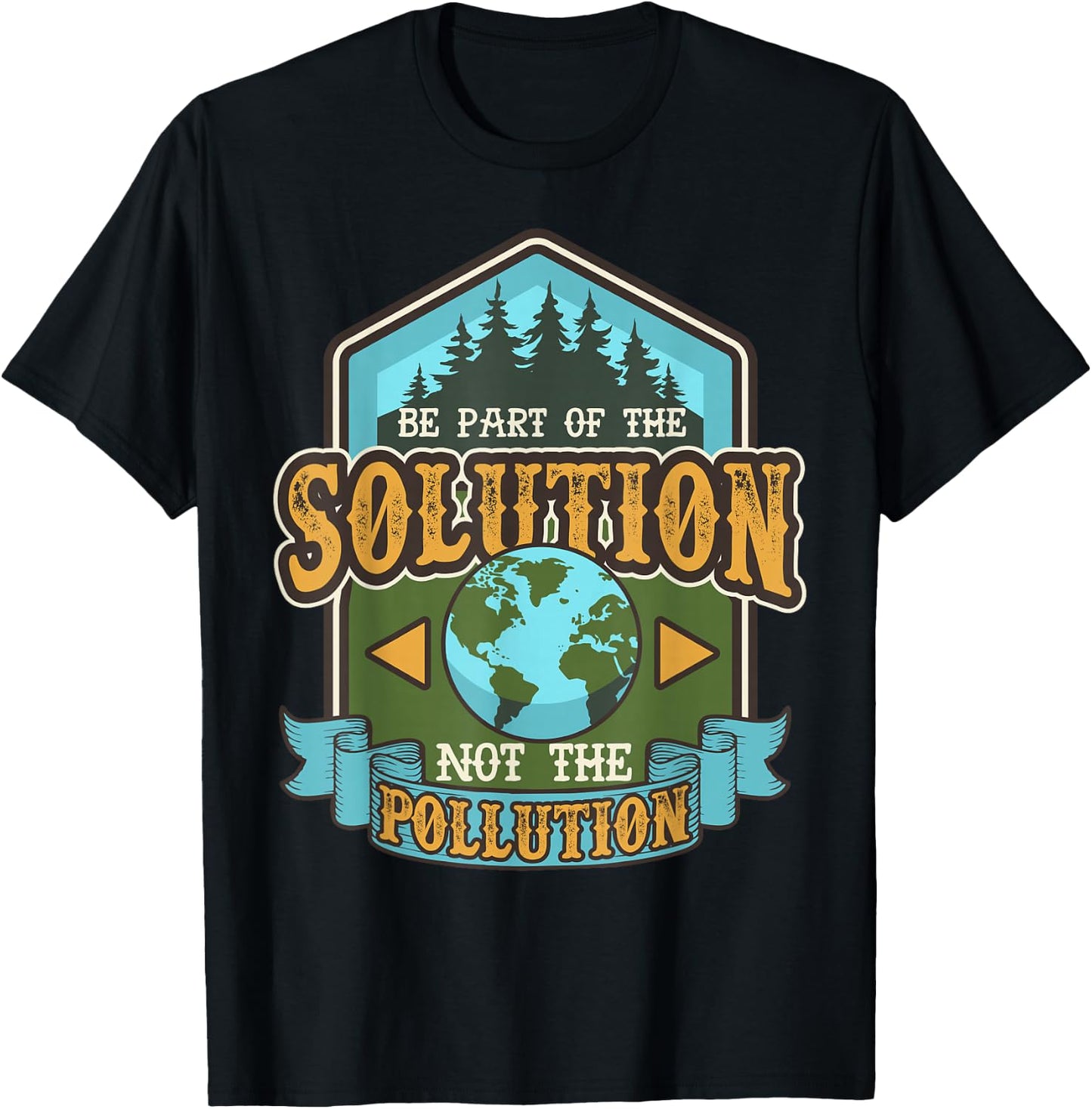 Earth Day Be The Solution Cute Vintage Recycled T-Shirt - T-Shirt | Black