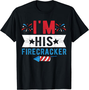 I'm His Firecracker Cute 4th Of July Matching Couple T-Shirt - T-Shirt | Black