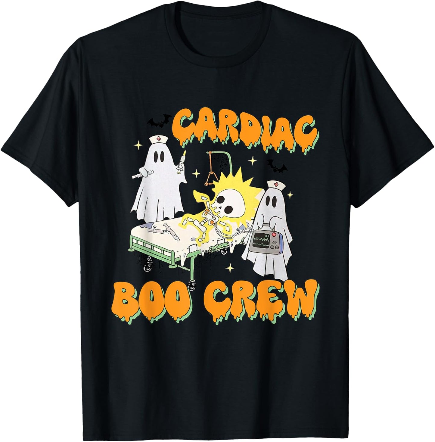 Cardiac Nurse Boo Crew Cardiac Nurse Halloween Costume T-Shirt - T-Shirt | Black