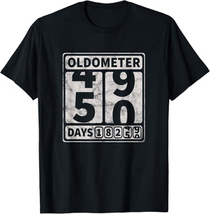 50th Birthday Gift Funny Oldometer 49-50 T-Shirt - T-Shirt | Black