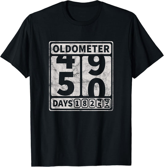 50th Birthday Gift Funny Oldometer 49-50 T-Shirt - T-Shirt | Black