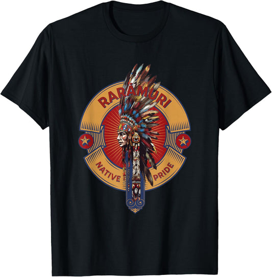 Raramuri Mexican Native Indian Art Deco Warrior Heritage T-Shirt - T-Shirt | Black