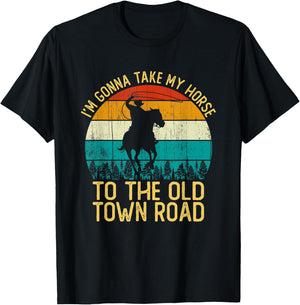 Vintage I'm Gonna Take My Horse To The Old Town Road T-Shirt - T-Shirt | Black