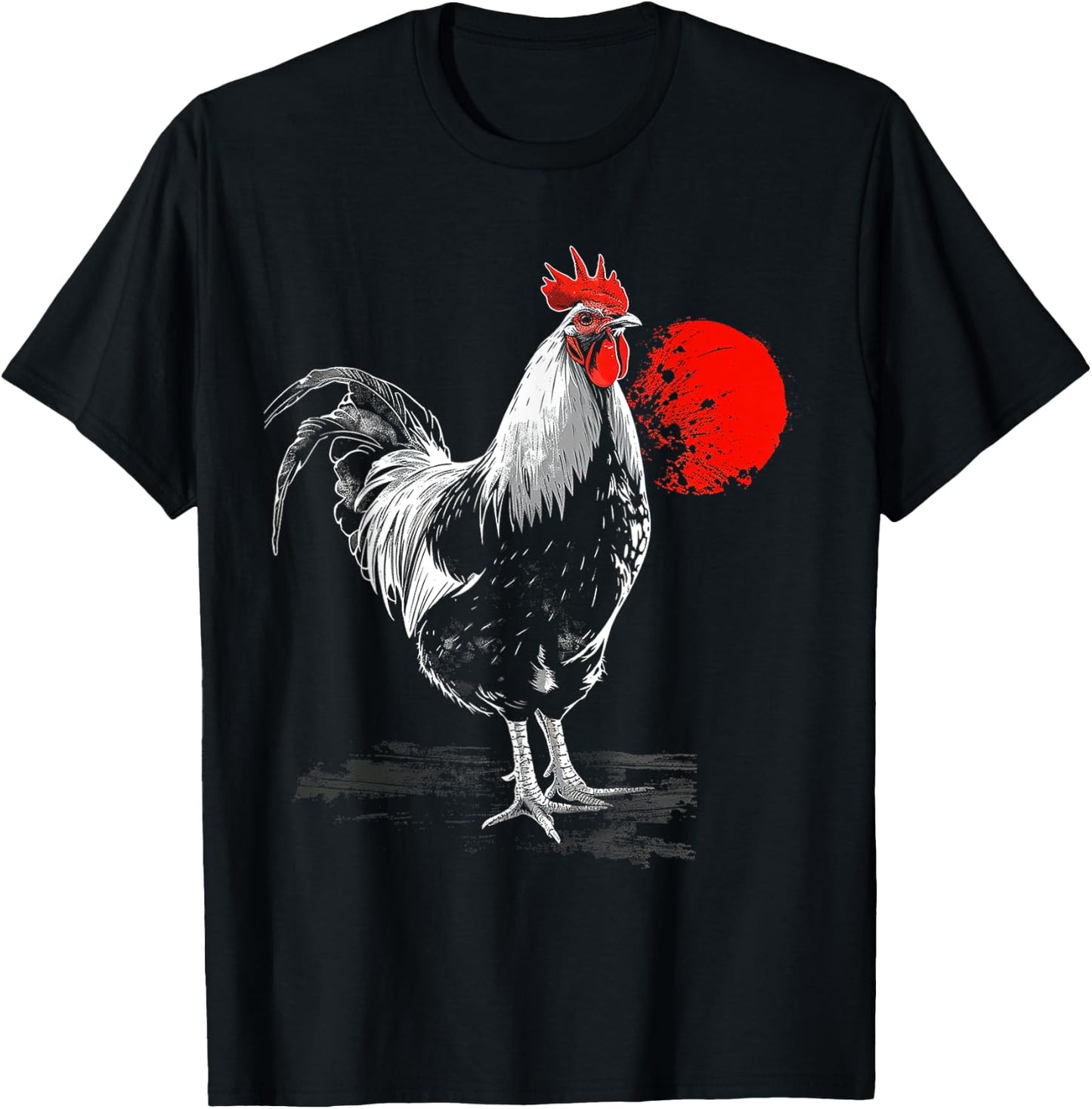 Chicken Drawing Animal Art Graphic Chicken T-Shirt - T-Shirt | Black