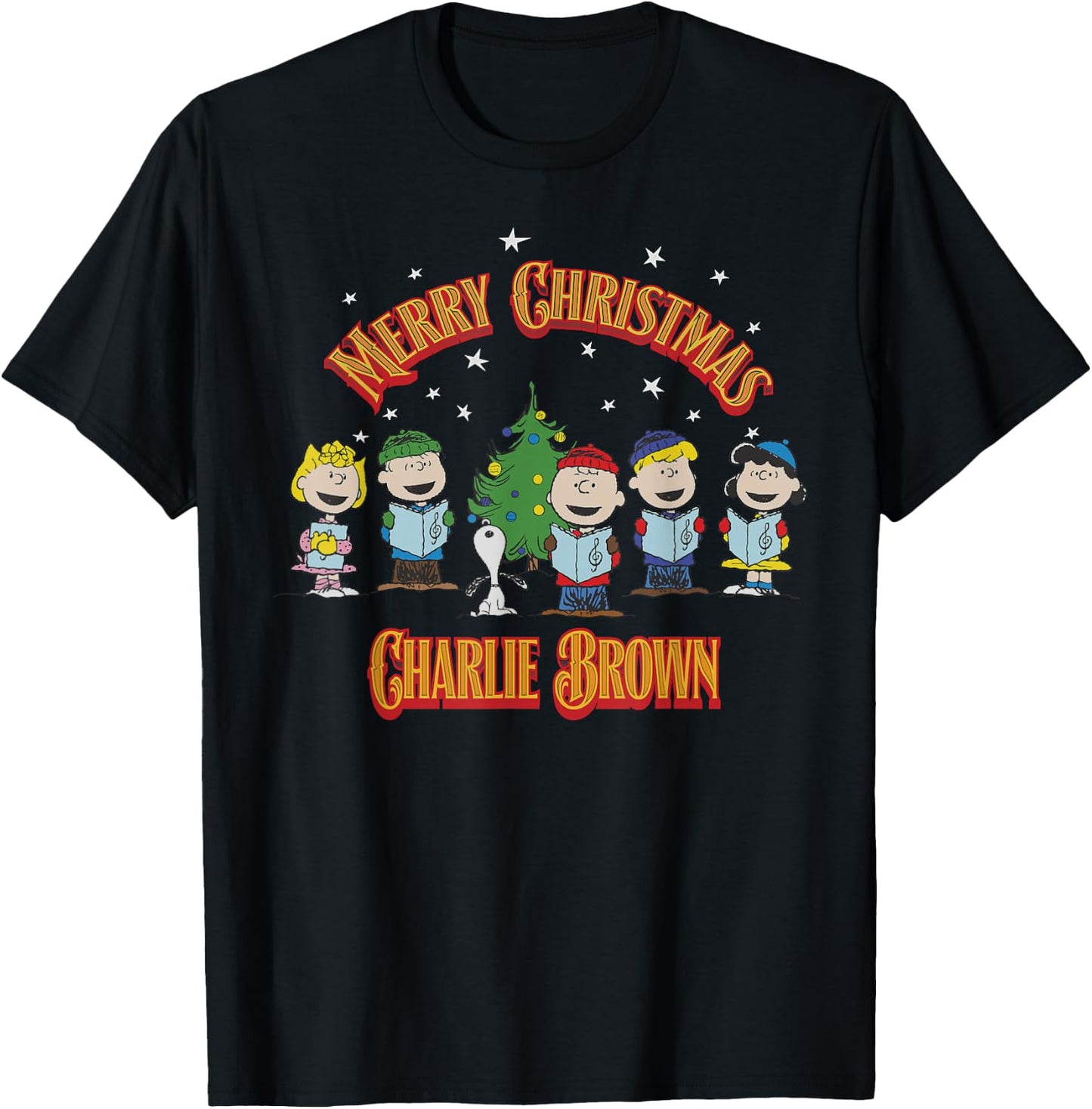 Peanuts Charlie Brown Merry Christmas Carol T-Shirt - T-Shirt | Black