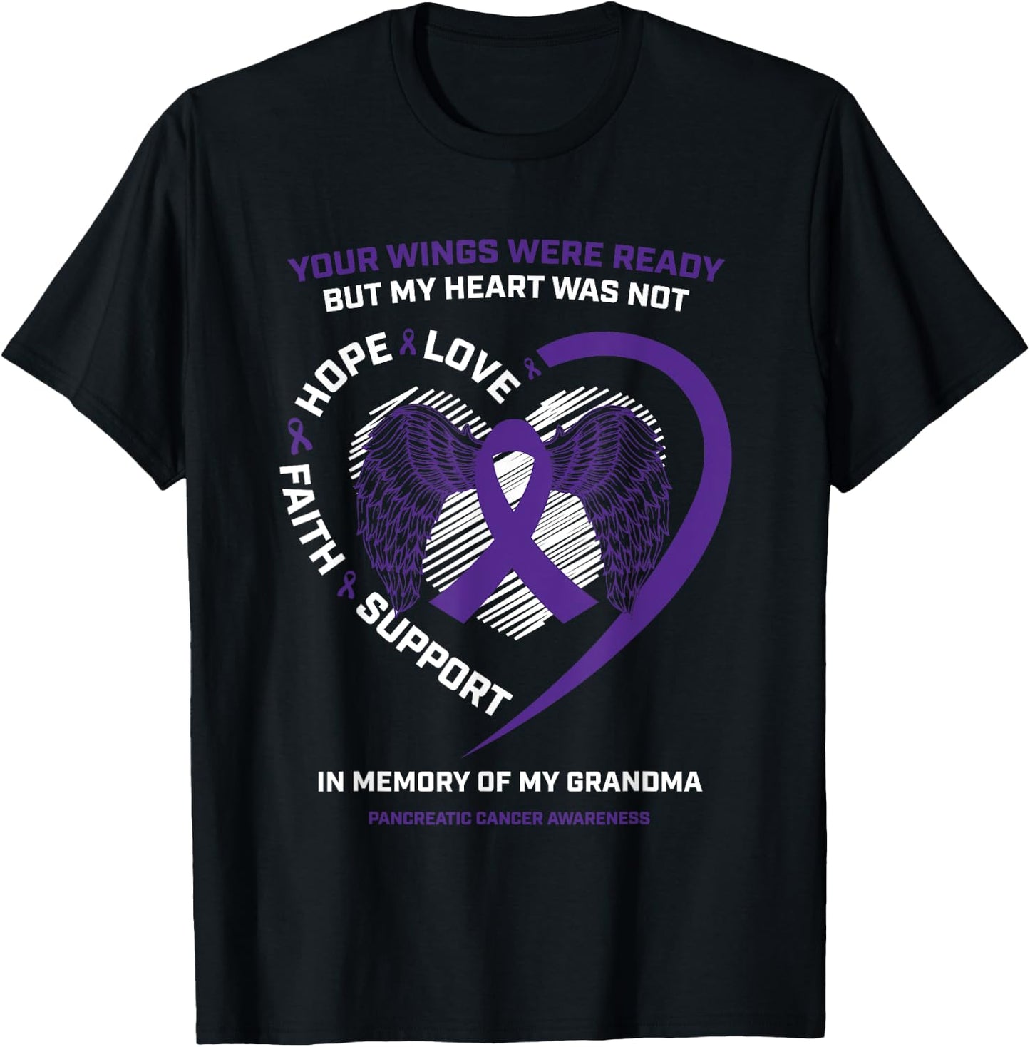 Purple Gifts Memory Of Grandma Pancreatic Cancer Awareness T-Shirt - T-Shirt | Black