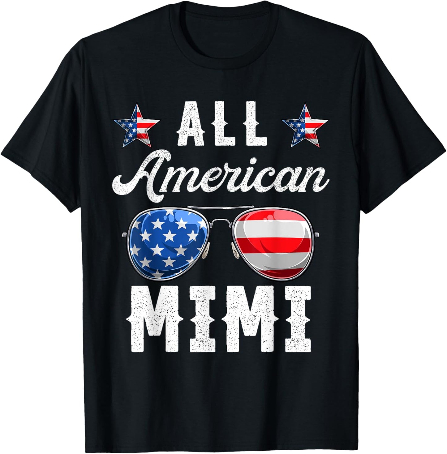 Family Shirts All American Mimi, 4th Of July Patriotic Women T-Shirt - T-Shirt | Black