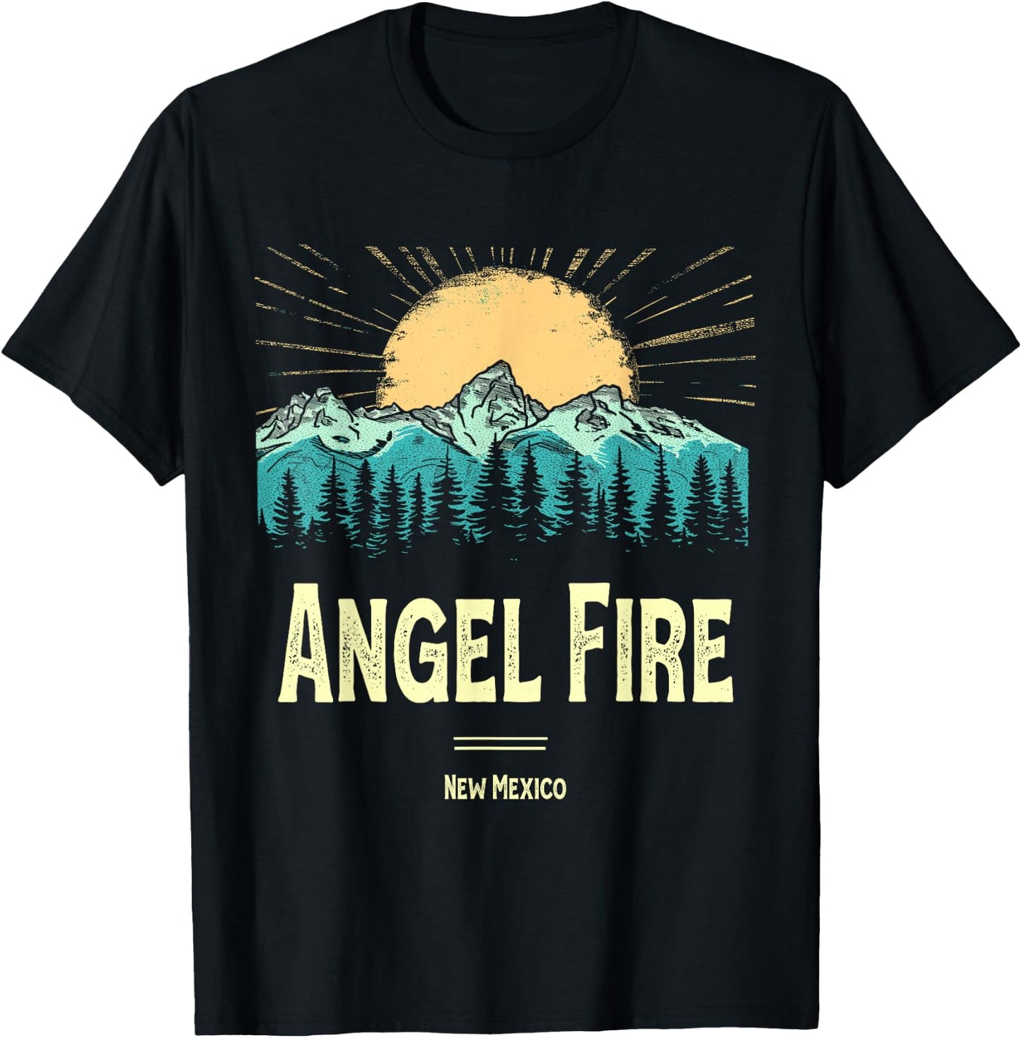 Vintage Angel Fire New Mexico Souvenir Hiking Sunset T-Shirt - T-Shirt | Black