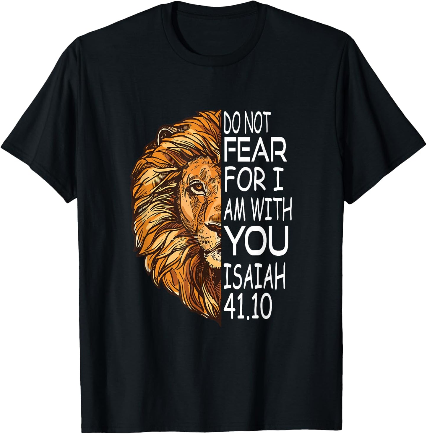 Christian Religious Bible Verse Sayings Lion Fear Scripture T-Shirt - T-Shirt | Black