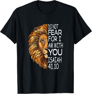 Christian Religious Bible Verse Sayings Lion Fear Scripture T-Shirt - T-Shirt | Black