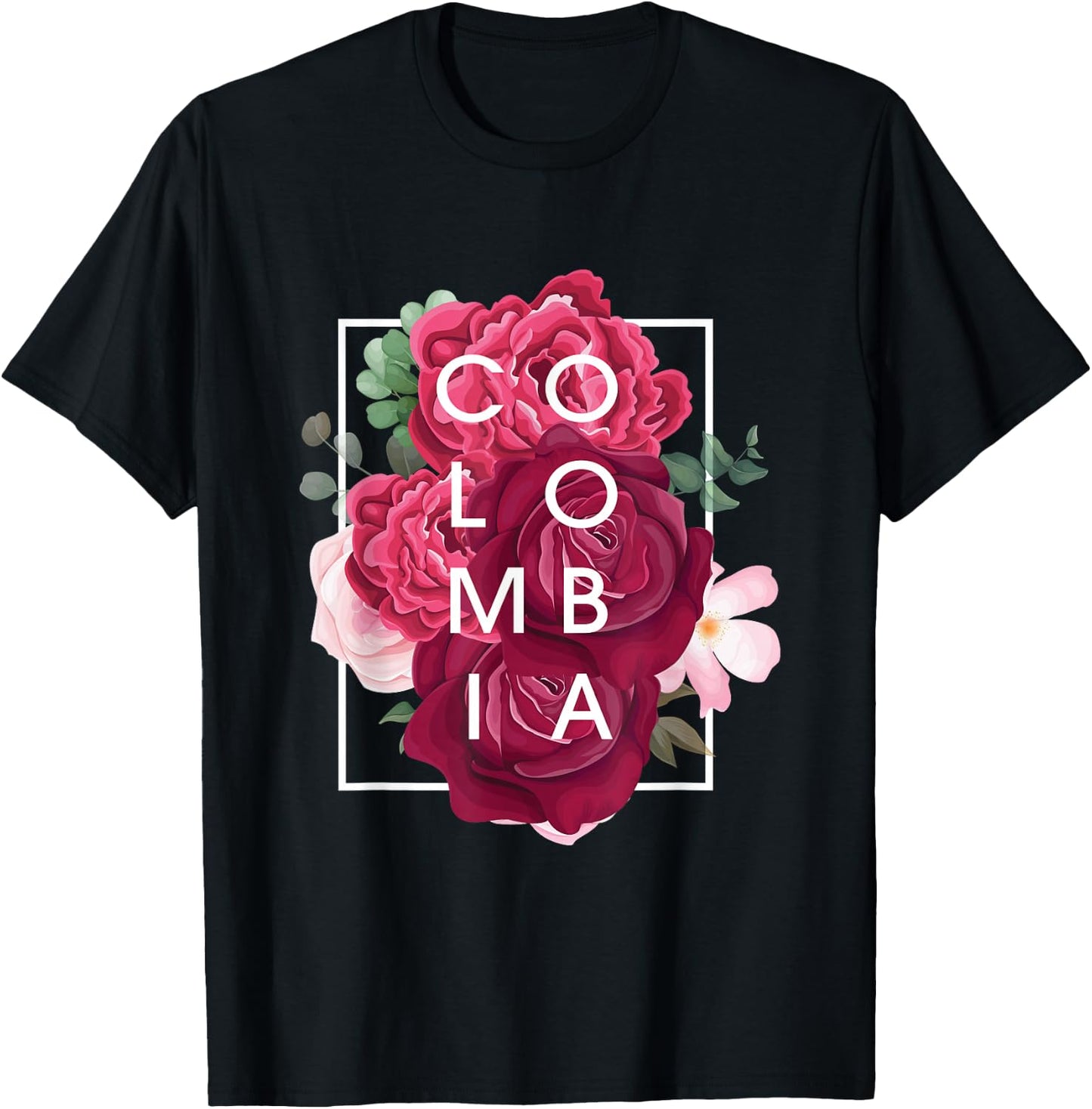 Flowers of Colombia Word Art - Colombian Pride T-Shirt - T-Shirt | Black