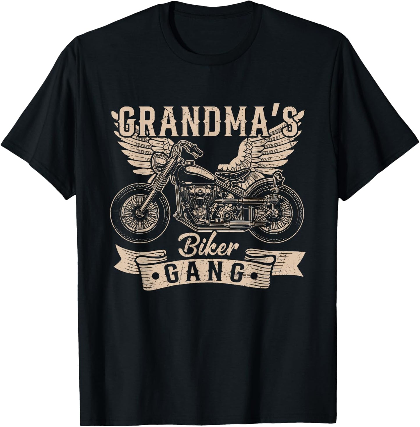 Grandma's Biker Gang Proud Motorcycle Rider Mothers Day T-Shirt - T-Shirt | Black