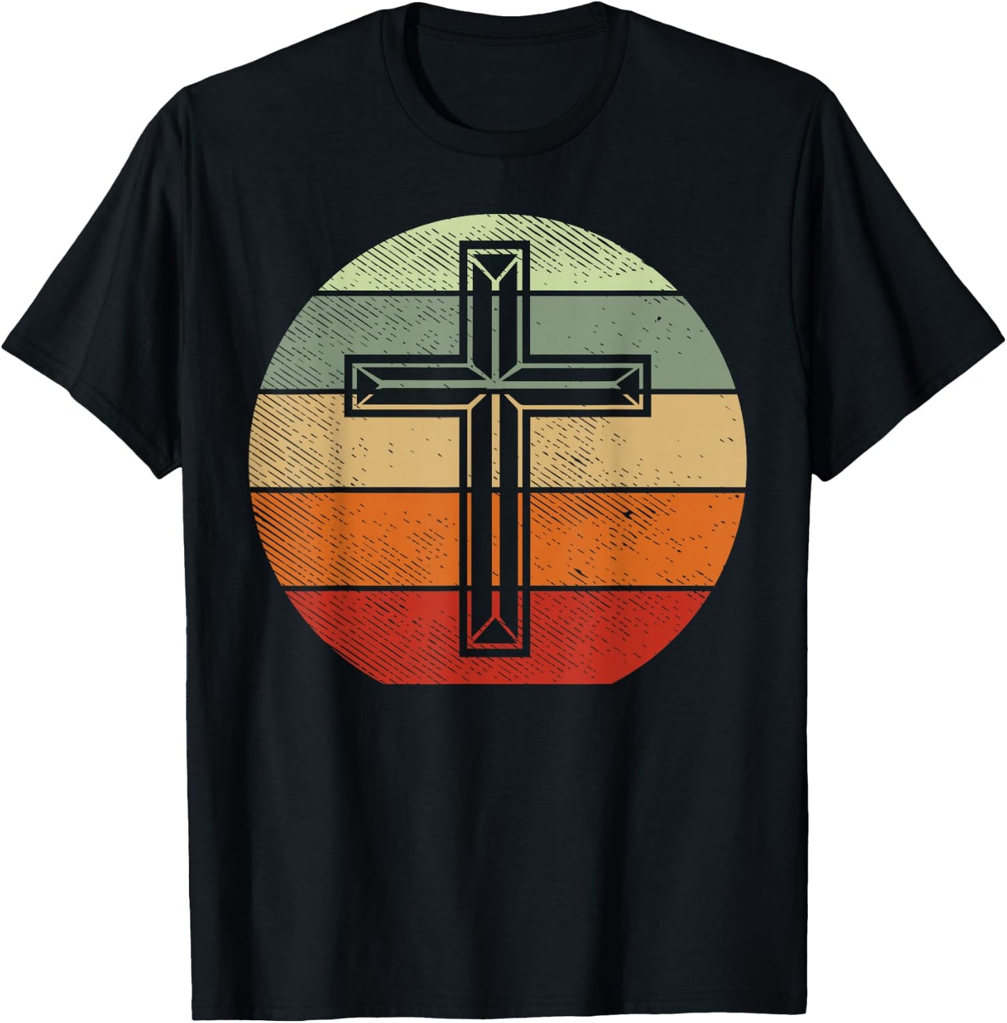 Jesus Retro Cross Christ God Faith Religious Christian Gift T-Shirt - T-Shirt | Black