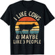 I Like Cows And Maybe Like 3 People Cow Farm Farmer Retro T-Shirt - T-Shirt | Black