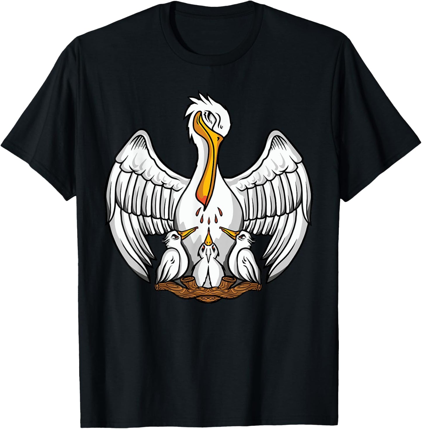 Pelican in Her Piety Catholic Symbols Traditional Latin Mass T-Shirt - T-Shirt | Black