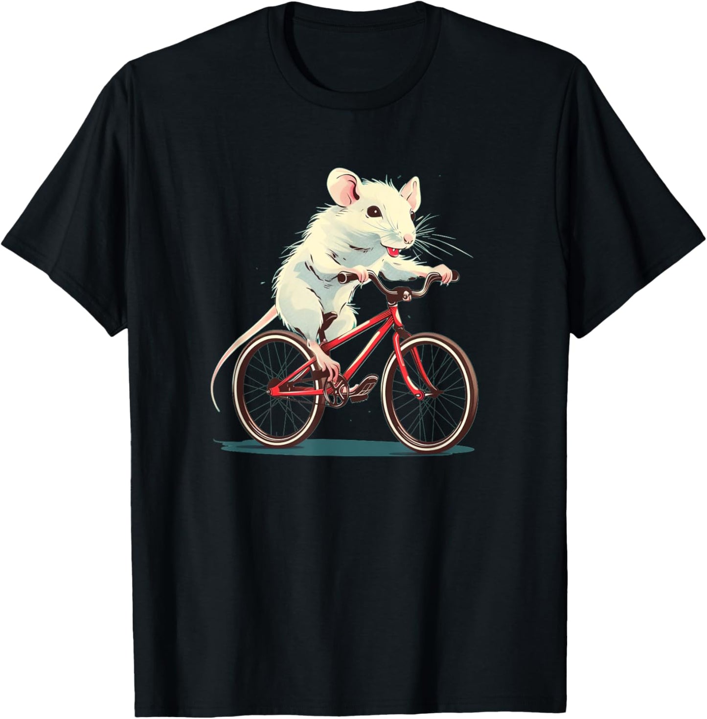 Funny white Rat on red Bike Costume T-Shirt - T-Shirt | Black