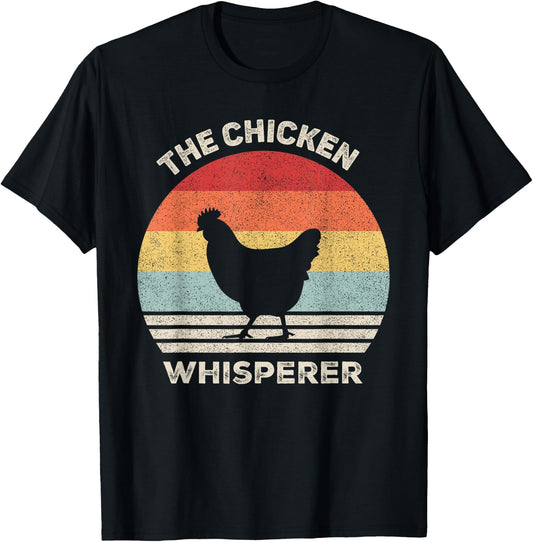 Retro The Chicken Whisperer Chicken Lover Chicken Farmer T-Shirt - T-Shirt | Black