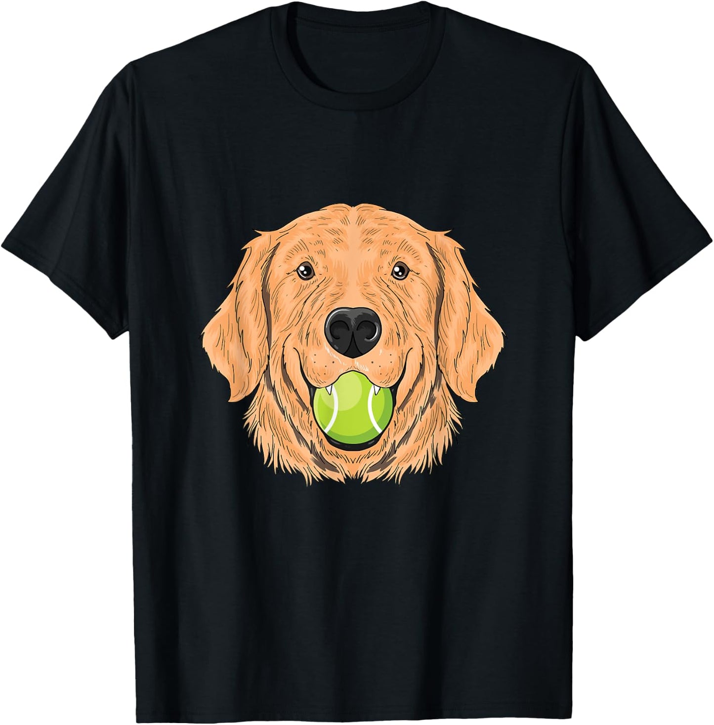 Dog Tennis Ball Golden Retriever Court Racket Trainer Gift T-Shirt - T-Shirt | Black