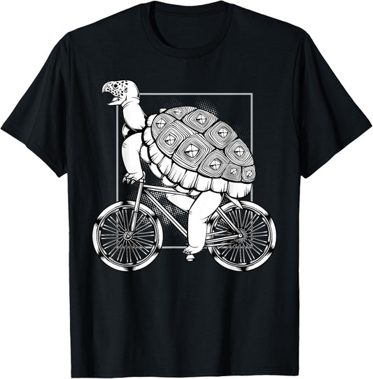 Turtle Cycling Bicycle Bicycling Riding Biking Tortoise T-Shirt - T-Shirt | Black