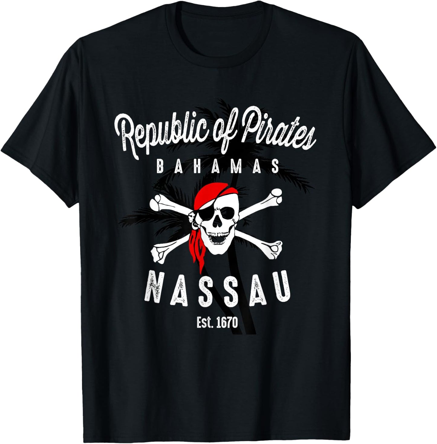 Republic of Pirates Nassau Bahamas Vintage Summer T-Shirt - T-Shirt | Black