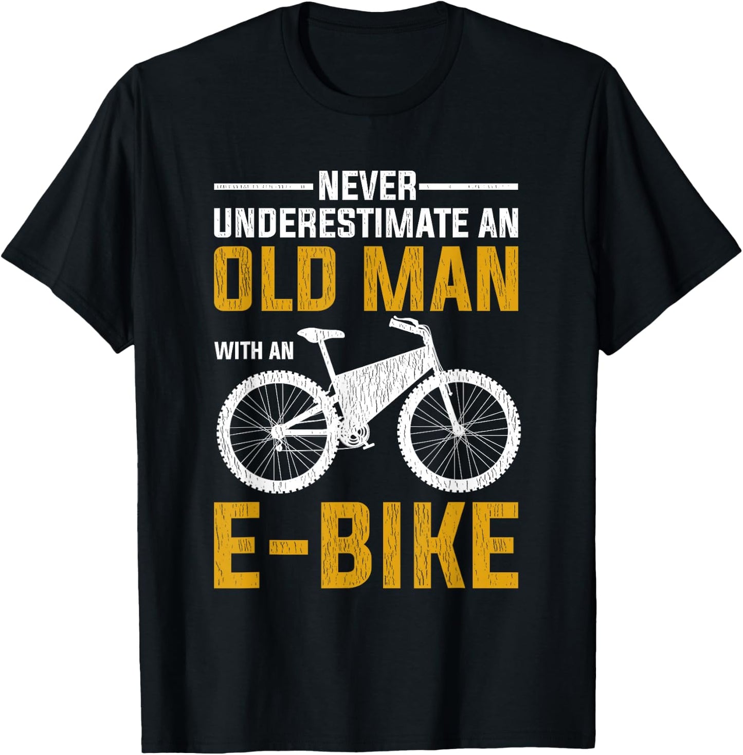 Funny Electric Bike Design Old Man with an E-Bike T-Shirt - T-Shirt | Black
