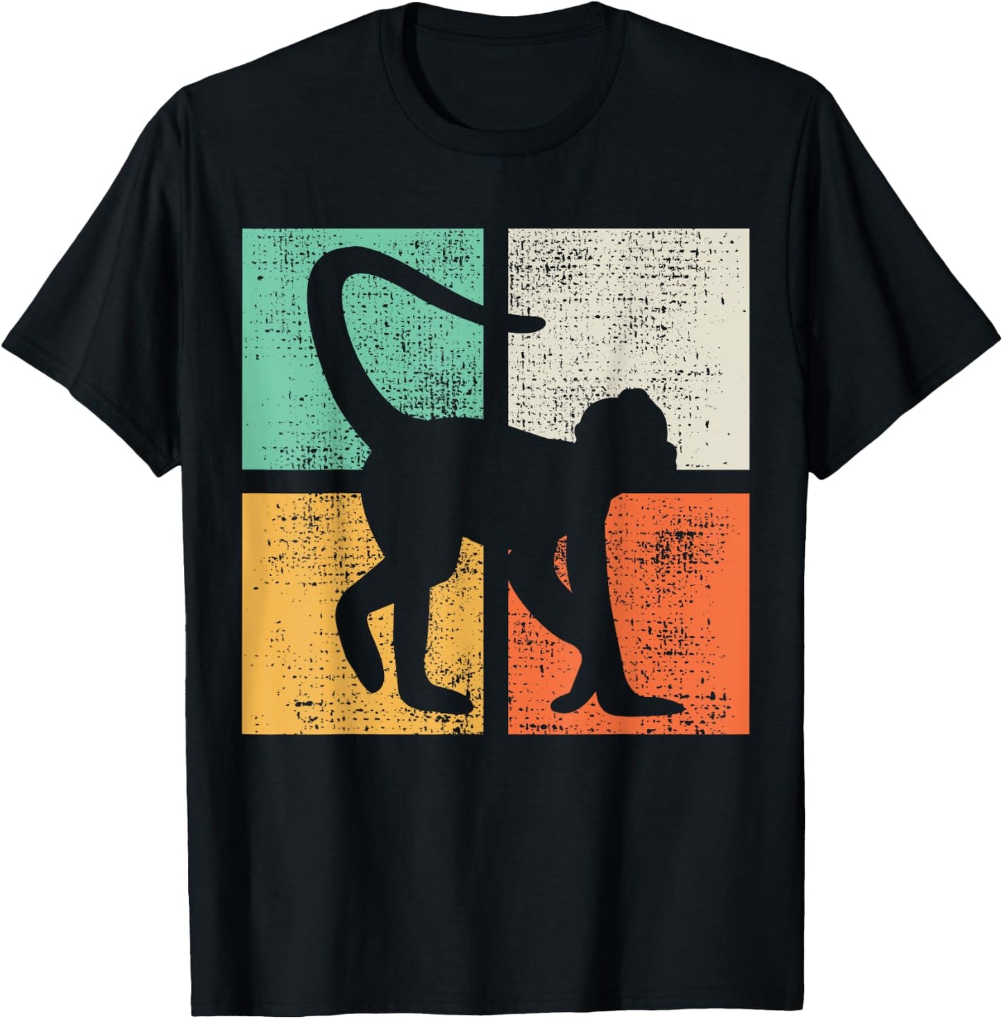 Spider Monkey Retro Vintage T-Shirt - T-Shirt | Black